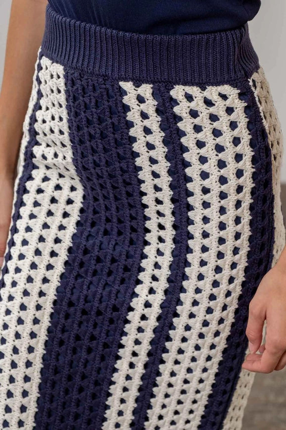 Navy crochet skirt hotsell