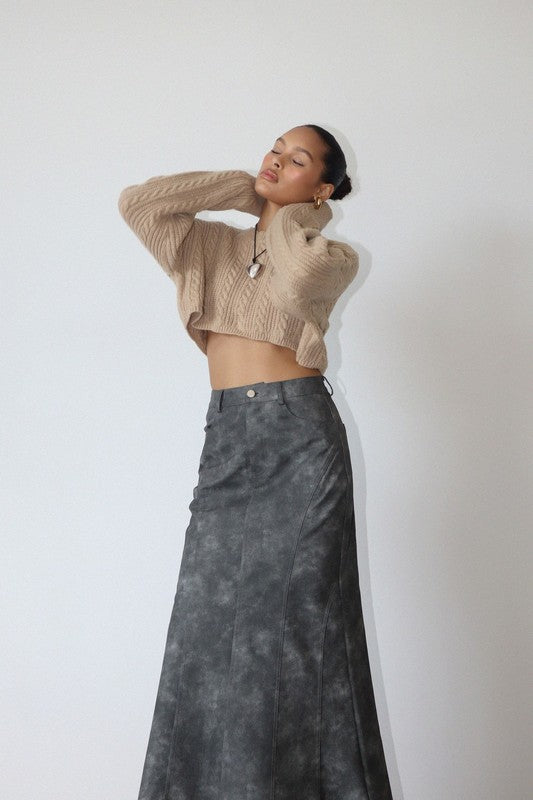 Maxi Skirt Suede Gray Skirt The Editorial Maxi Skirt – DOLLY