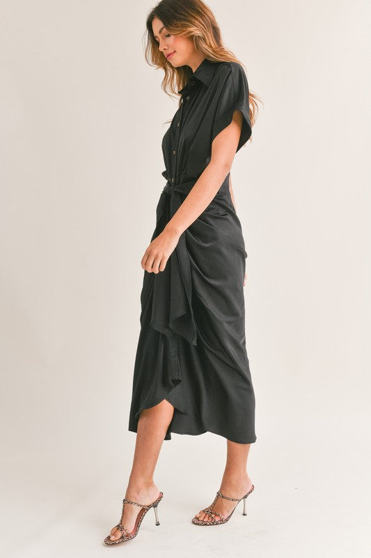 Malibu Dress Satin Short Sleeve