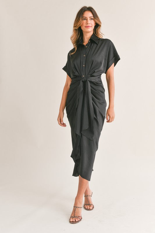 Malibu Dress Satin Short Sleeve