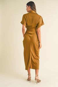 Malibu Dress Satin Short Sleeve