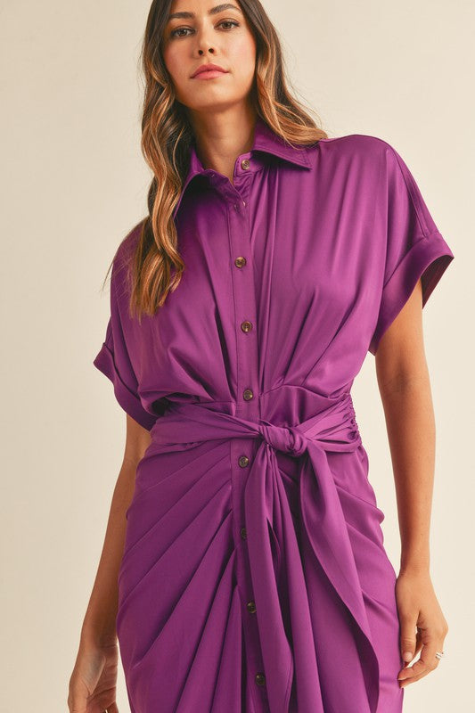 Malibu Dress Satin Short Sleeve