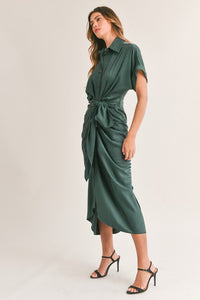 Malibu Dress Satin Short Sleeve
