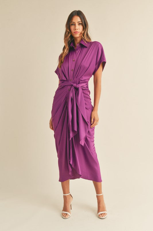 Malibu Dress Satin Short Sleeve