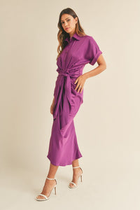 Malibu Dress Satin Short Sleeve