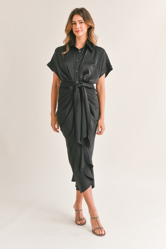 Malibu Dress Satin Short Sleeve
