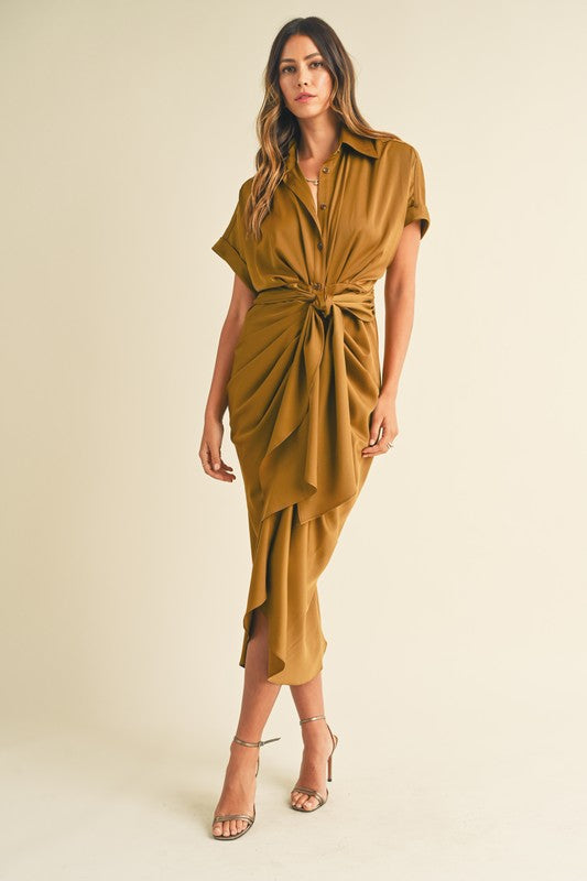 Malibu Dress Satin Short Sleeve