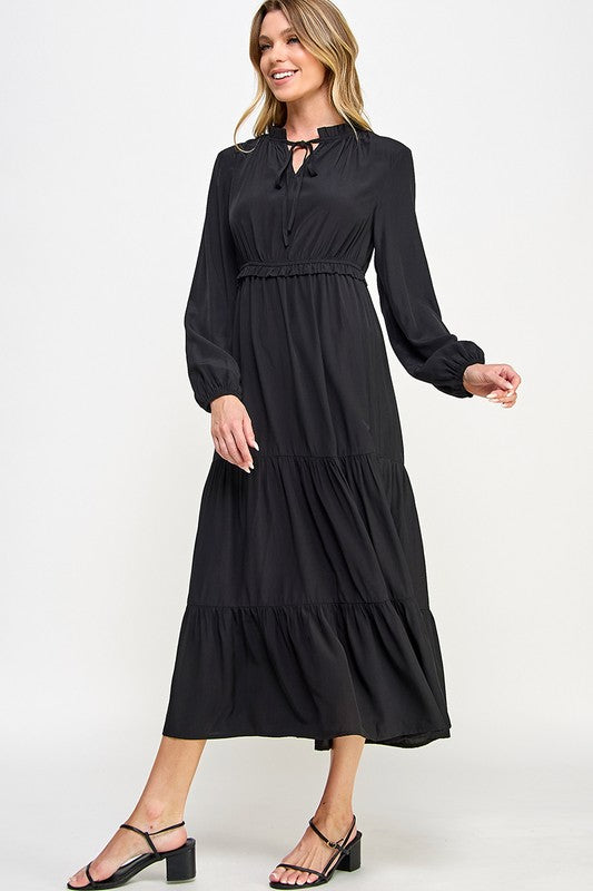 long tiered dress with sleeves Ivy City Co | Whimsical Dress