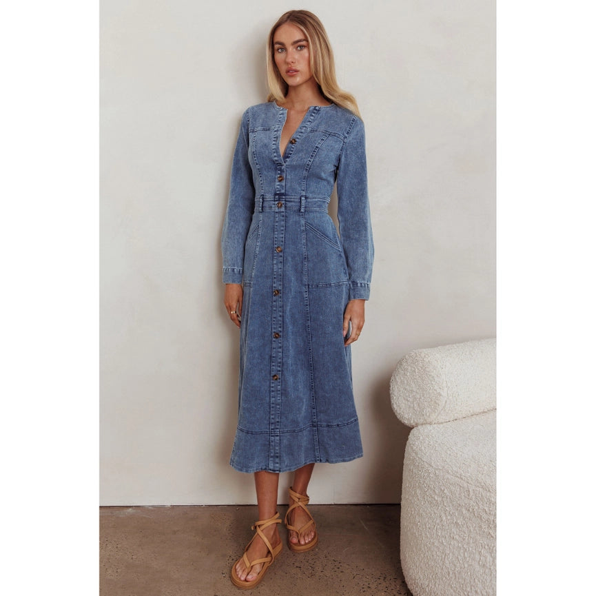 white christmas dresses Dolly Denim Dress Ice Mineral Wash main image 1