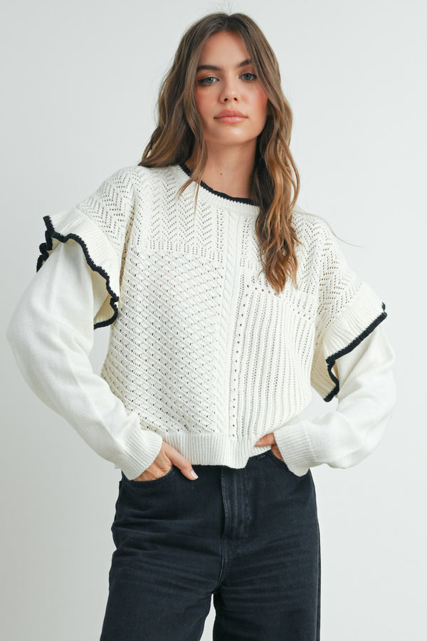 Ruffled Knit Sweater