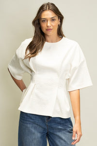 Jacquard Peplum Blouse