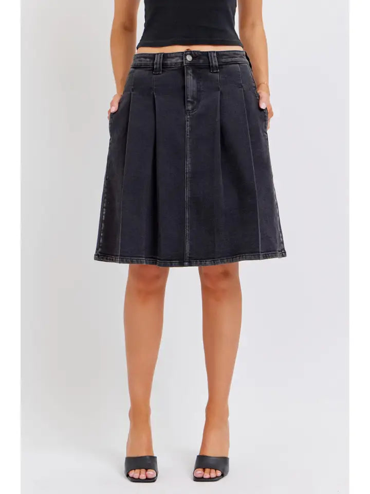 Gabi Denim Pleated Skirt