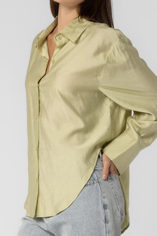 Pistachio Button Down Top