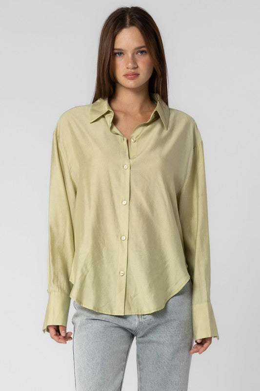 Pistachio Button Down Top