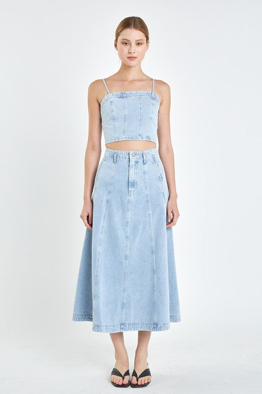 Essential Denim Flare Skirt