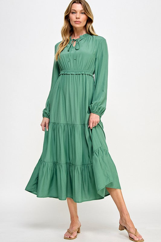 long tiered dress with sleeves Solved It Tiered Dress – DOLLY
