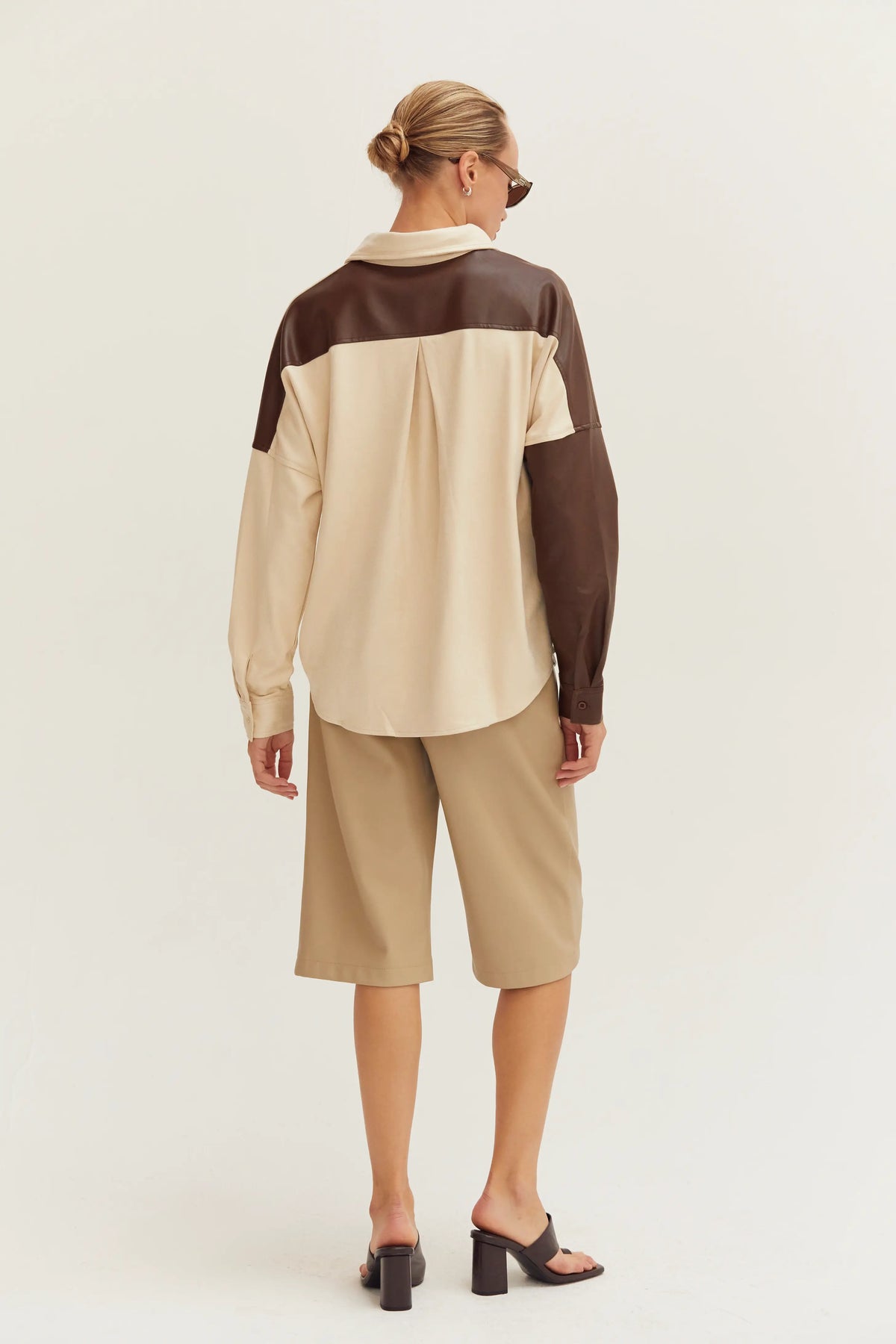 Leather Block Button Down