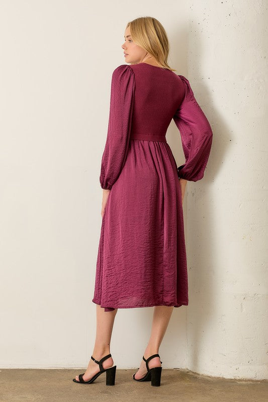 red sweater wrap dress DEAL: Faux Wrap Cabernet Sweater Dress
