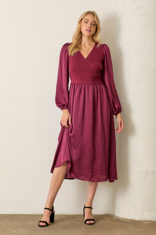 Sweater Wrap Top Dress