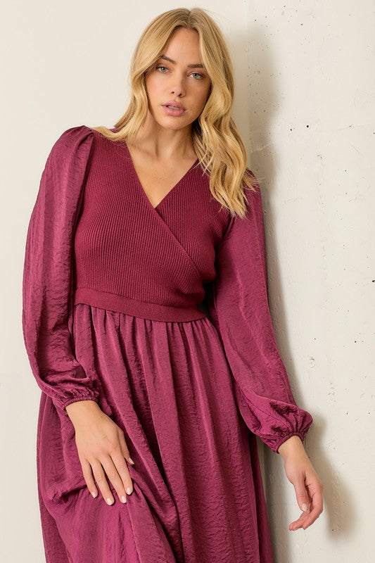 Sweater Wrap Top Dress