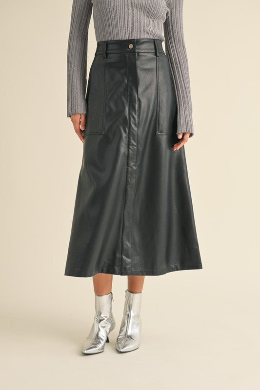 Marcy Midi Leather Skirt
