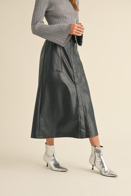 Marcy Midi Leather Skirt