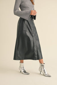 Marcy Midi Leather Skirt