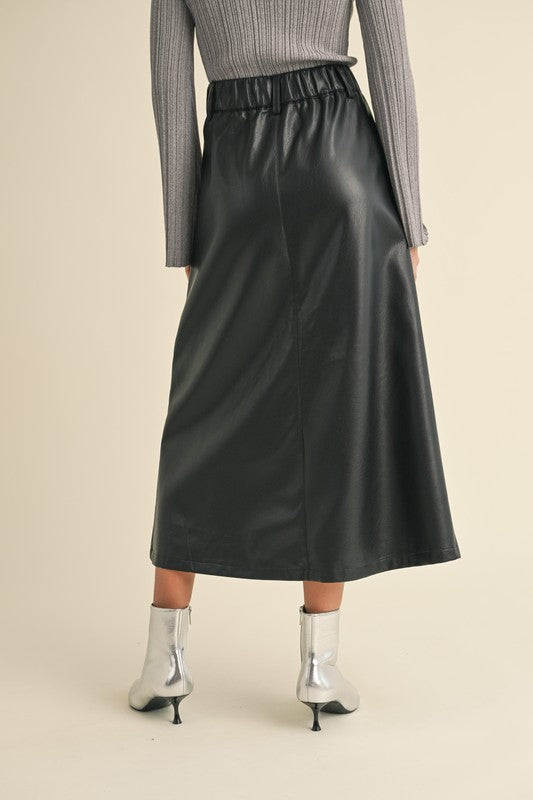 Marcy Midi Leather Skirt