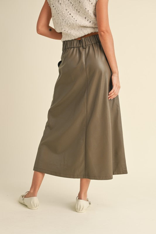 Marcy Midi Leather Skirt