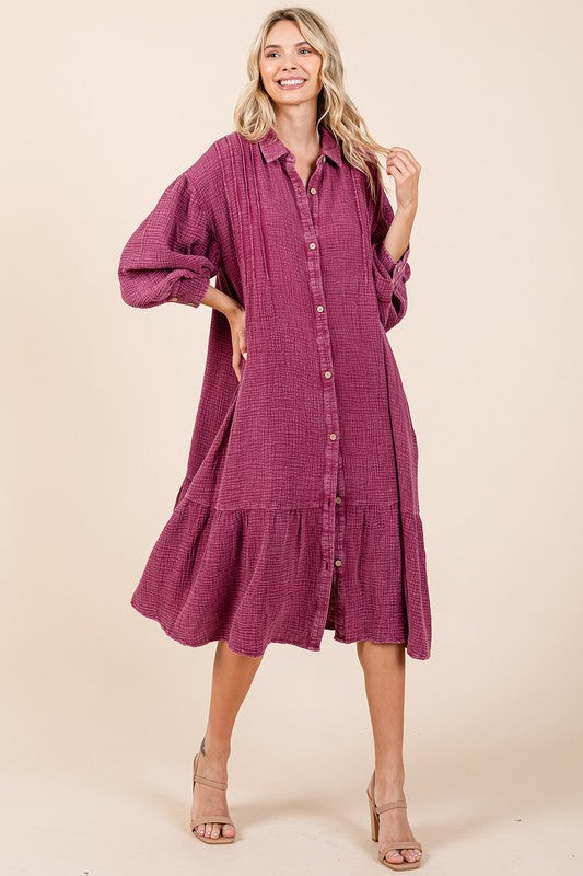 Berry Ruffle Midi Dress