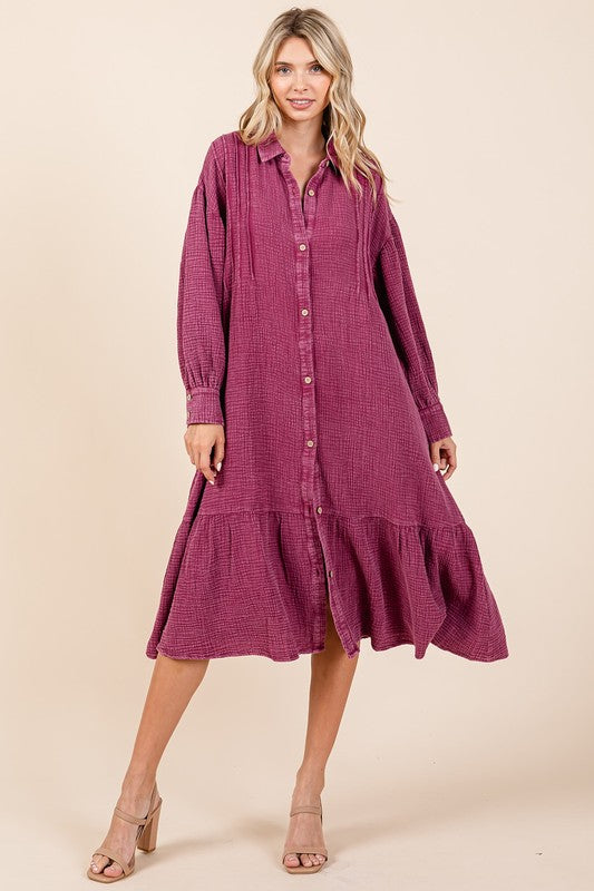 Berry Ruffle Midi Dress