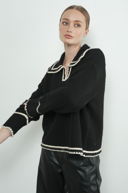 Stitched Knit Sweater