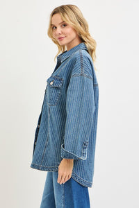 Indigo Stripe Denim Shacket