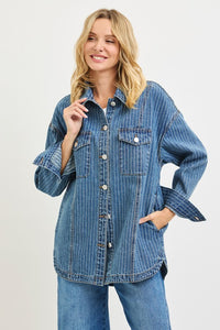 Indigo Stripe Denim Shacket