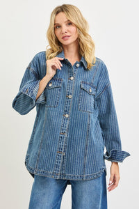 Indigo Stripe Denim Shacket