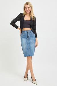 Indigo Striped Denim Skirt