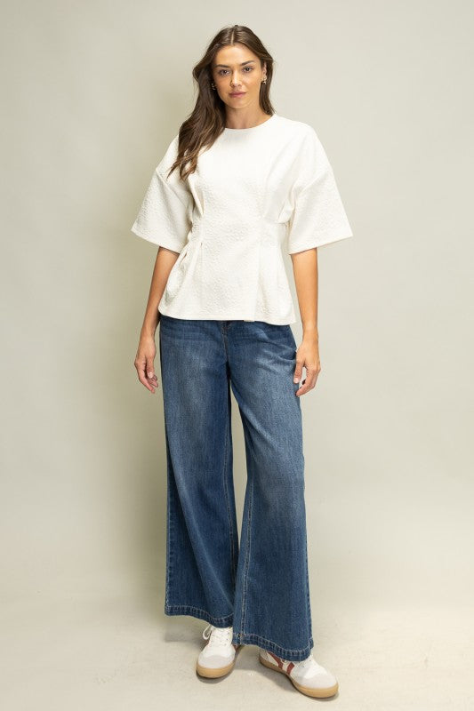 Jacquard Peplum Blouse