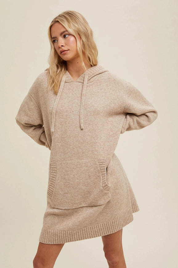 hoodie dress beige Girls Cream Hoodie Dress