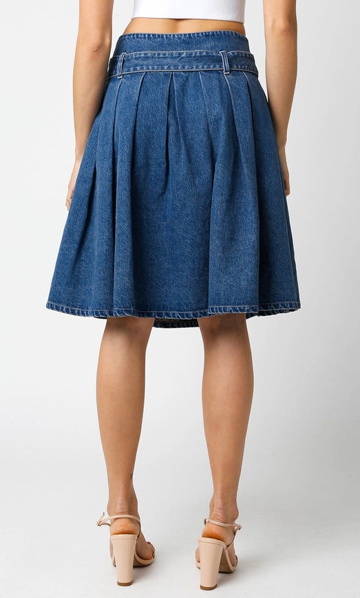 Dalya Denim Pleat Skirt