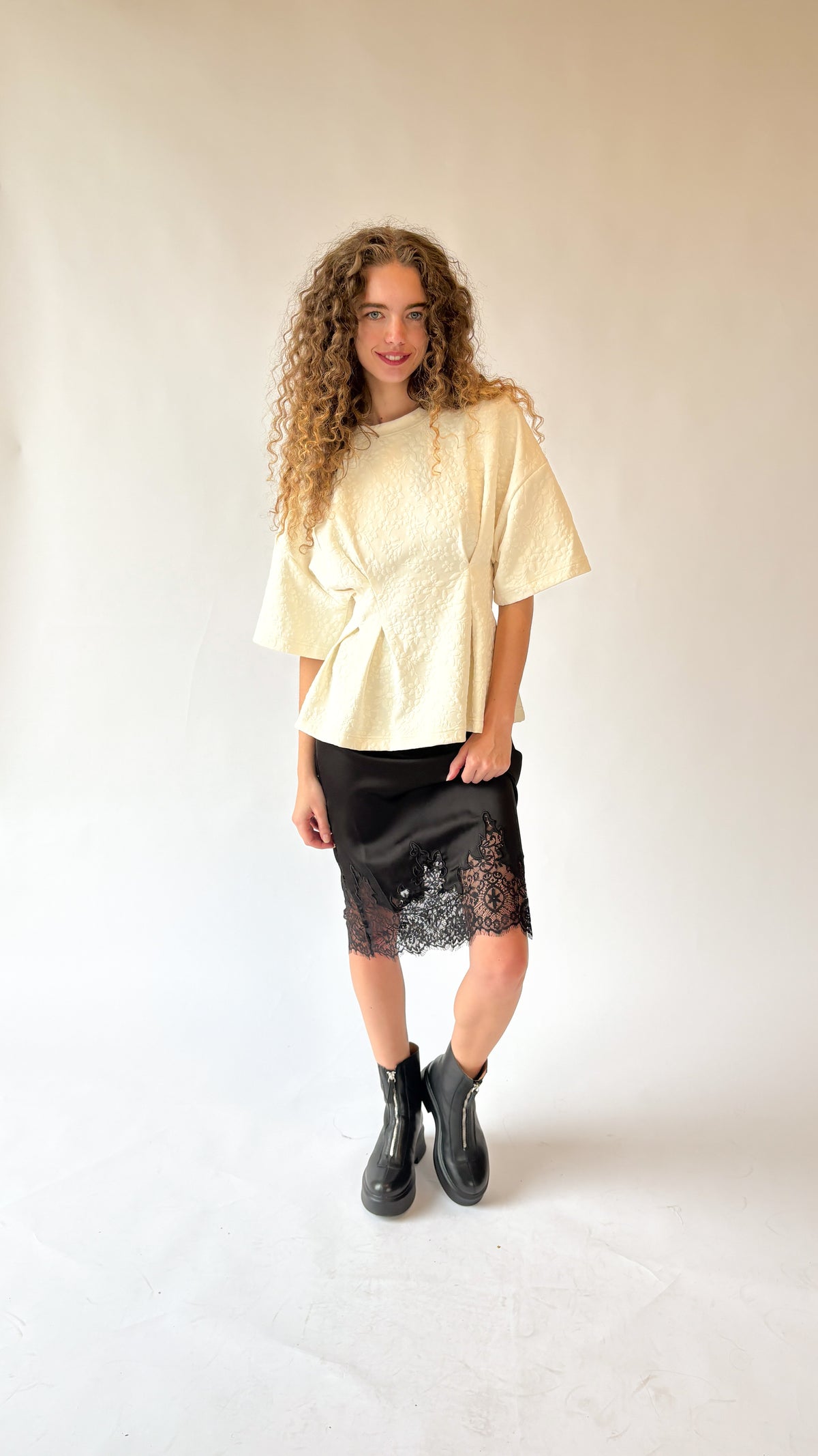 Jacquard Peplum Blouse