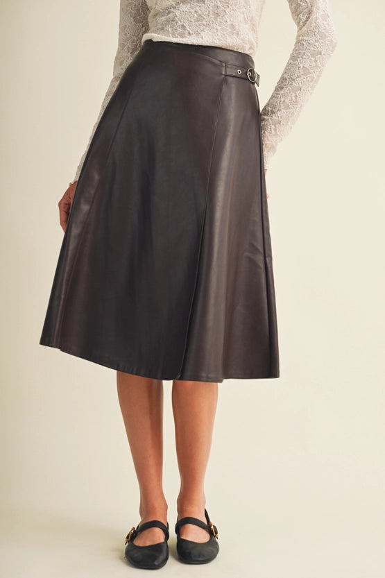 Needed Belted Leather Skirt