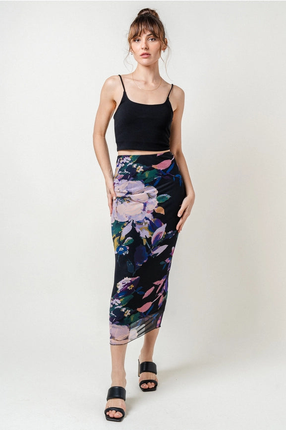 For Me Mesh Floral Skirt