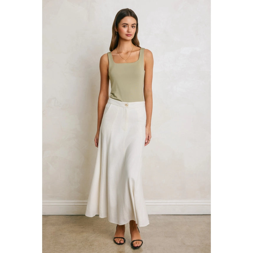 Linen Flared Maxi Skirt