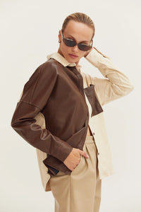 Leather Block Button Down