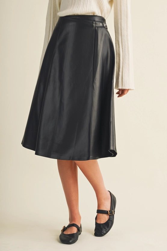 Needed Belted Leather Skirt