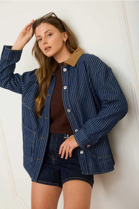 The It Striped Denim Shacket