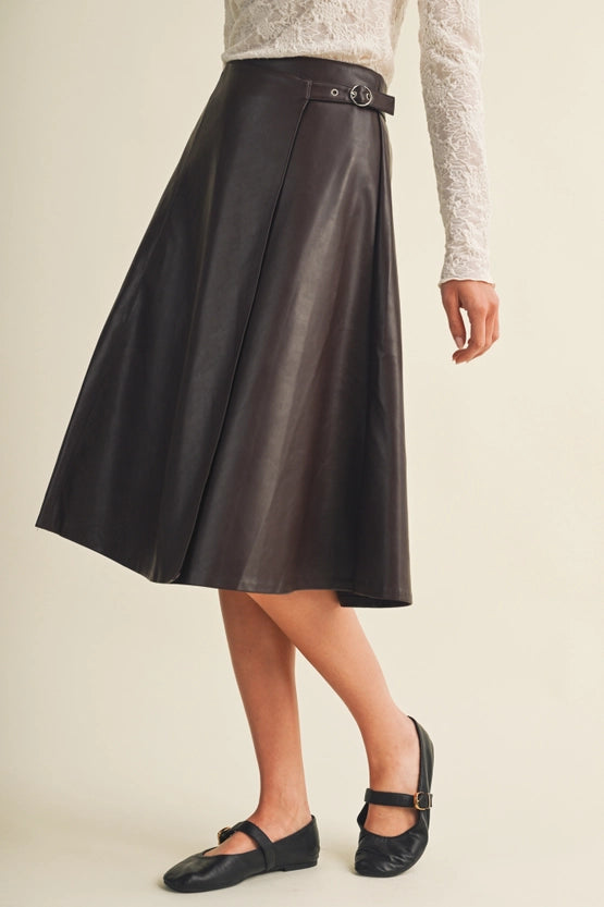 Needed Belted Leather Skirt