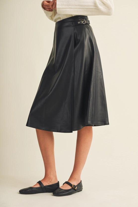Needed Belted Leather Skirt