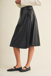 Needed Belted Leather Skirt