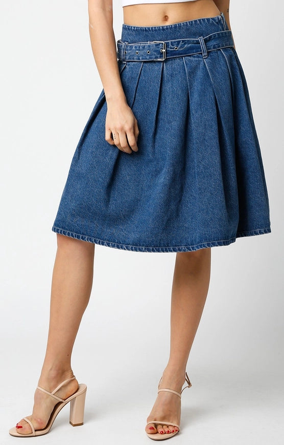 Dalya Denim Pleat Skirt